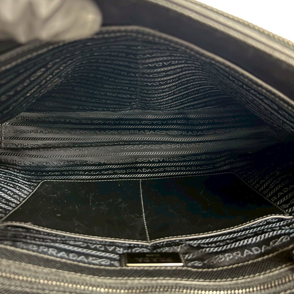 PRADA Black Leather Saffiano Shoulder Bag - Picture 9 of 10